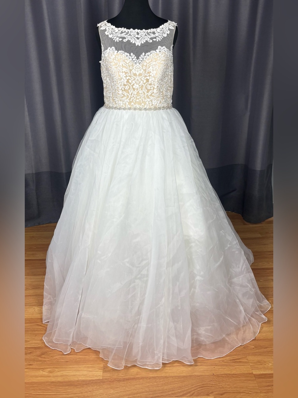 NWT Alfred Angelo Ivory Nude Illusion Lace Bodice Bridal Wedding Gown Dress 18W